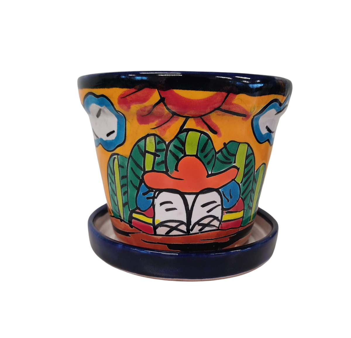 Hand Painted Mexican Pot Maceta Rancherito Ay, Caramba!