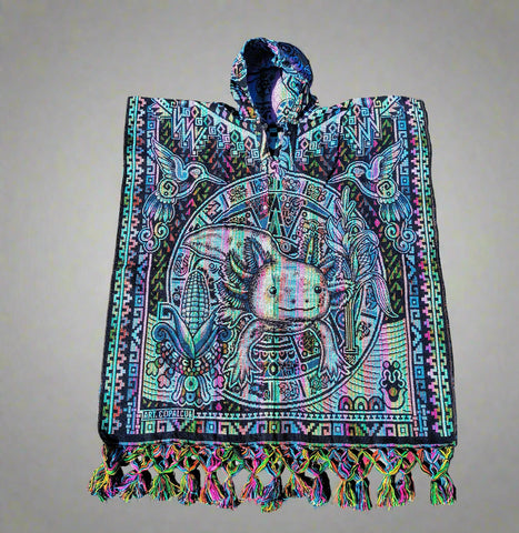 Axolotl Art Poncho – Handcrafted in Mexico