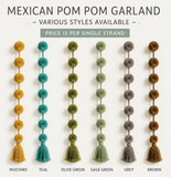 Mexican Pom Pom Garland - Various Styles Available - Price is per single strand