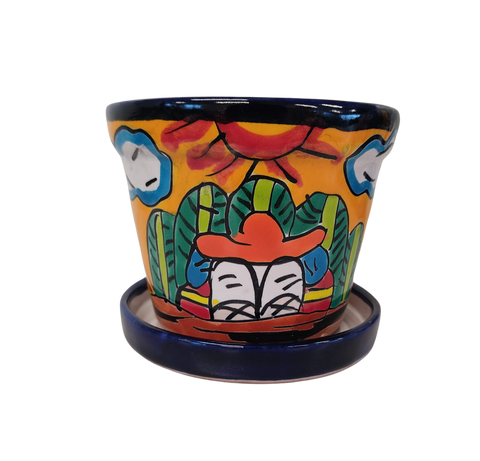 Hand Painted Mexican Pot - Maceta Rancherito